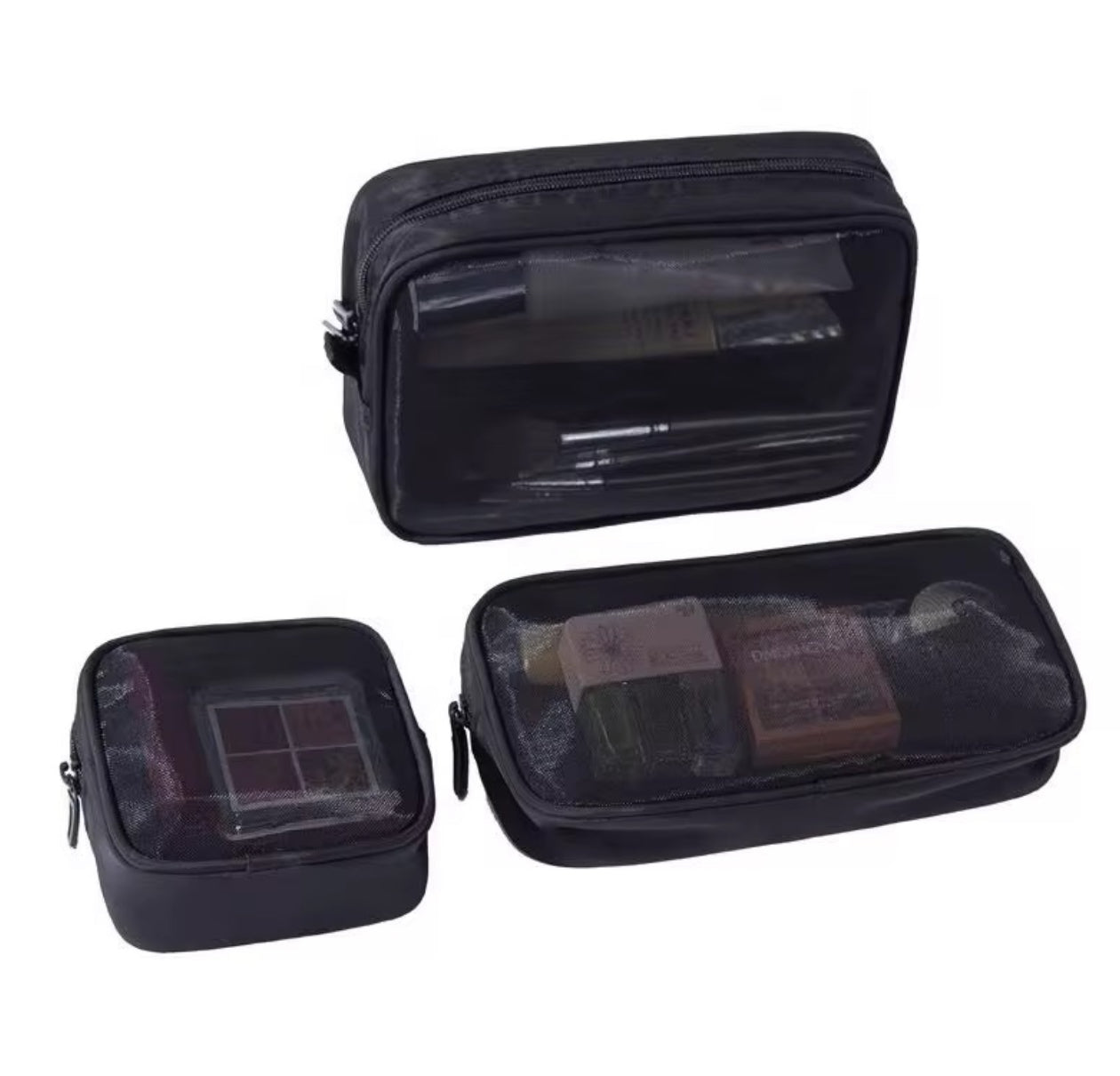 3 piece set cosmetic and makeup bags