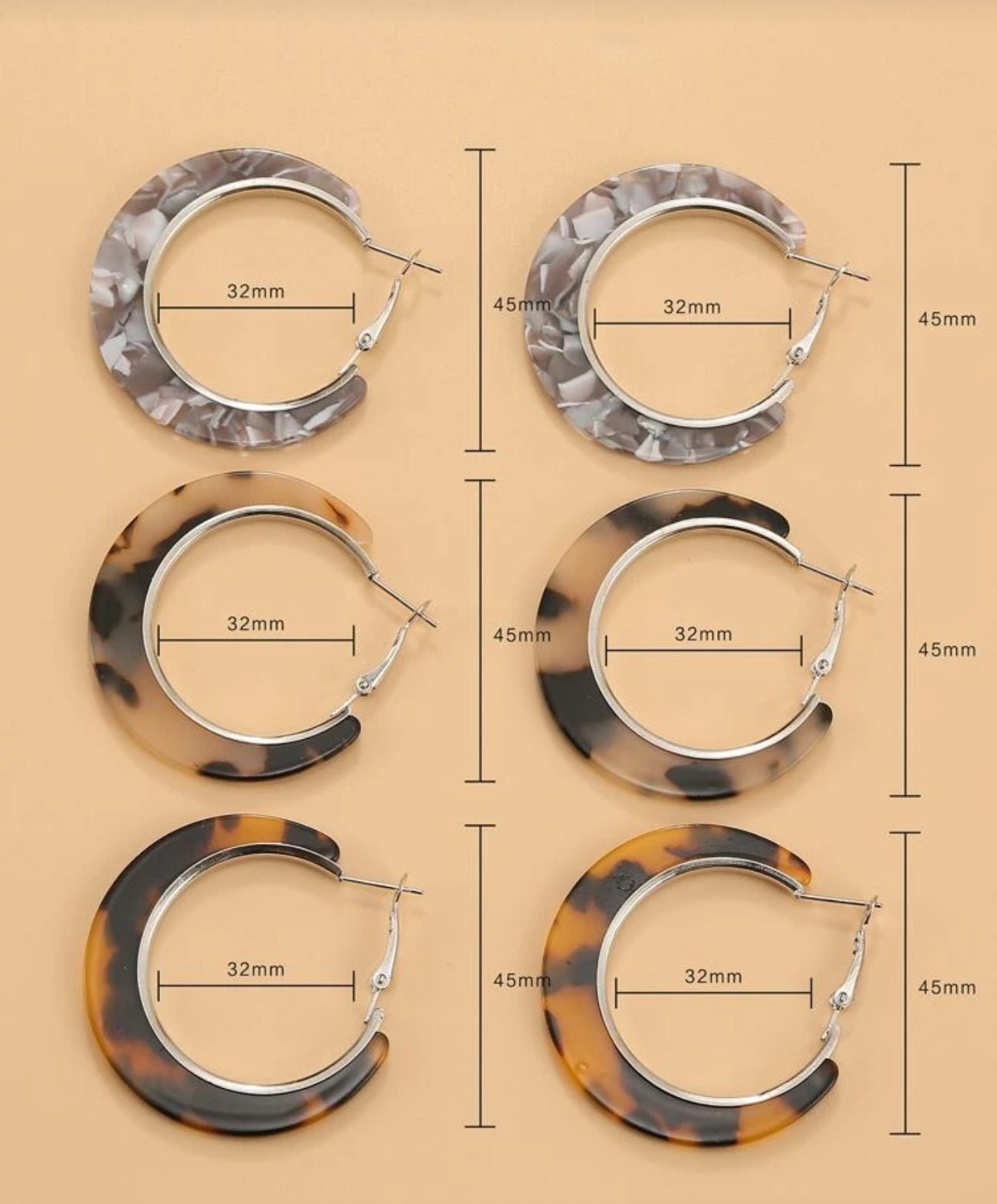 3 pairs hoops earrings