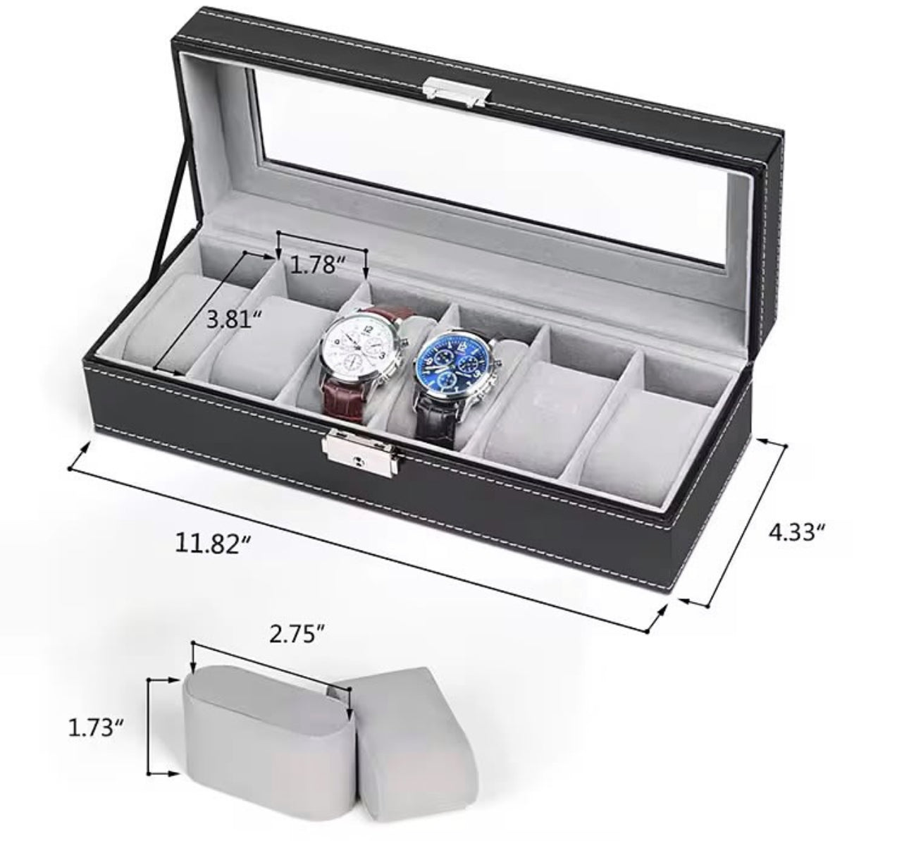 6 pcs capacity watch box